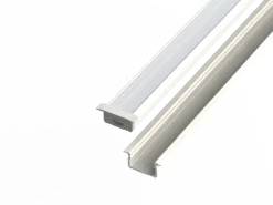 Aluminiumprofil 10mm - abgesenkt - L2020xB16xH9,8mm - Weiß + Abdeckung matt