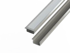 Aluminiumprofil 10mm - abgesenkt - L2020xB16xH9,8mm - Silber + Abdeckung matt