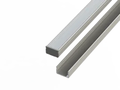 Aluminiumprofil 10mm - L2020xB16xH9,8mm - Silber + Abdeckung matt