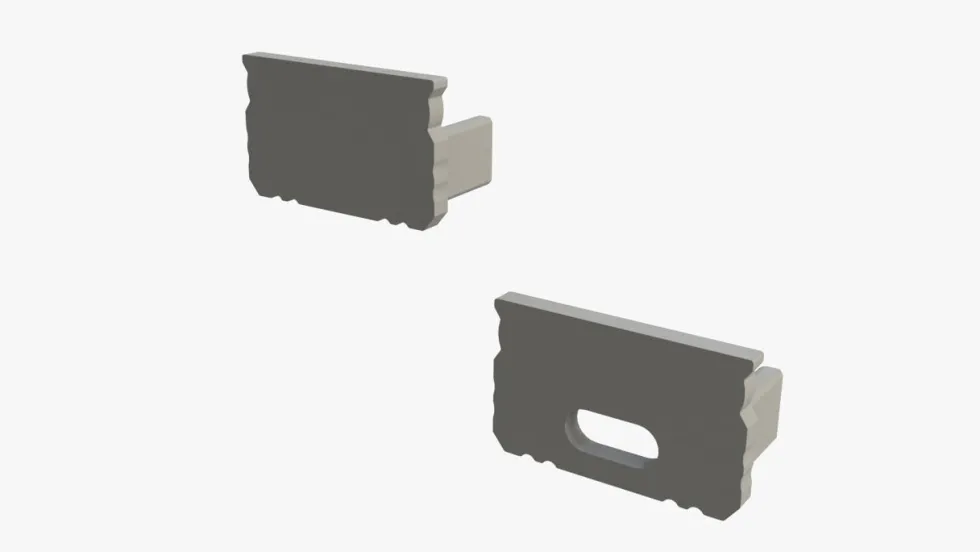 Anfangs- und Endstück für Aluminium Leuchtband Profil 1000*9*12mm - flach - Grau