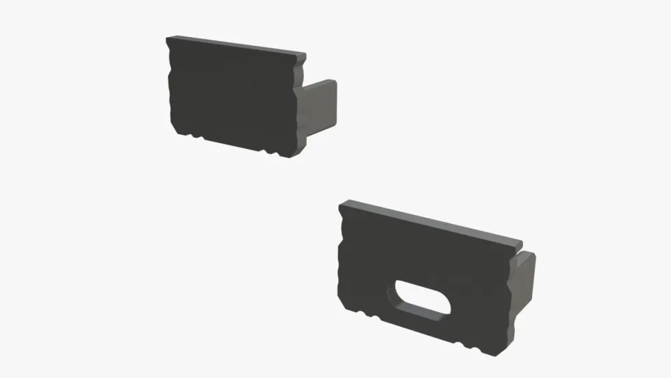 Anfangs- und Endstück für Aluminium Leuchtband Profil 1000*9*12mm - flach - Schwarz