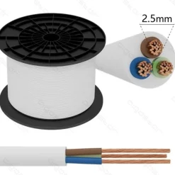 Anschlusskabel - pro Meter- 3x 2.5mm² mit weißer Isolierung flach - H03VVH2-F 3G2.5