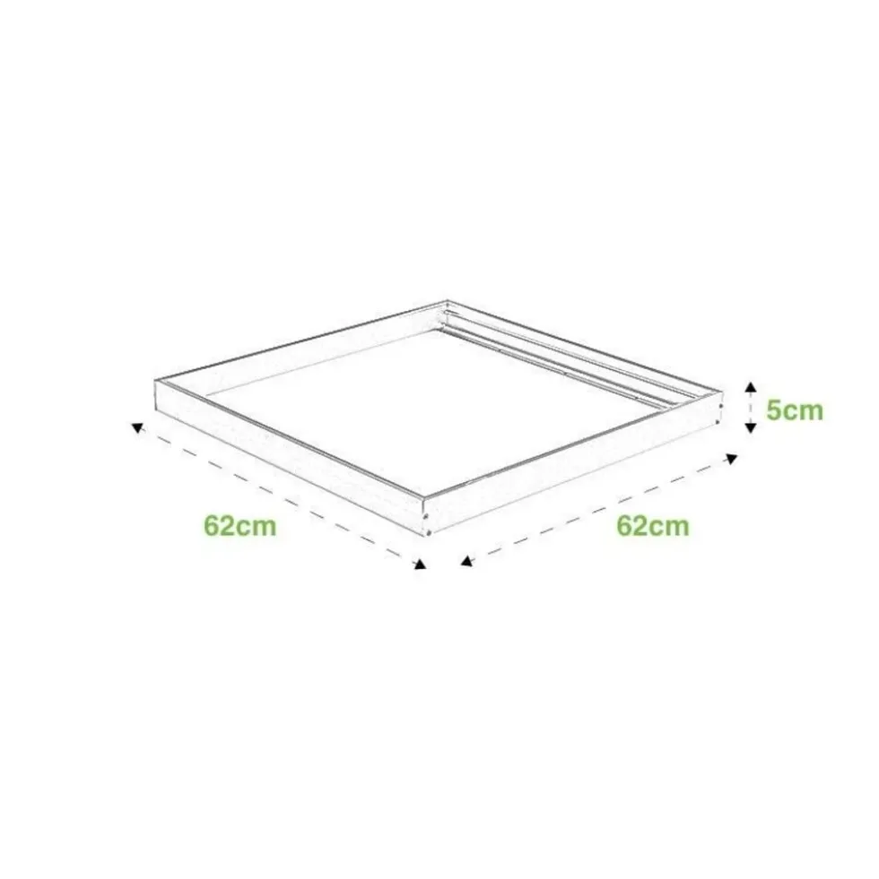 Aufputz-Klickrahmen Weiss - für LED-Panels - 62x62 cm | 50MM Deckenrahmen LED Paneele