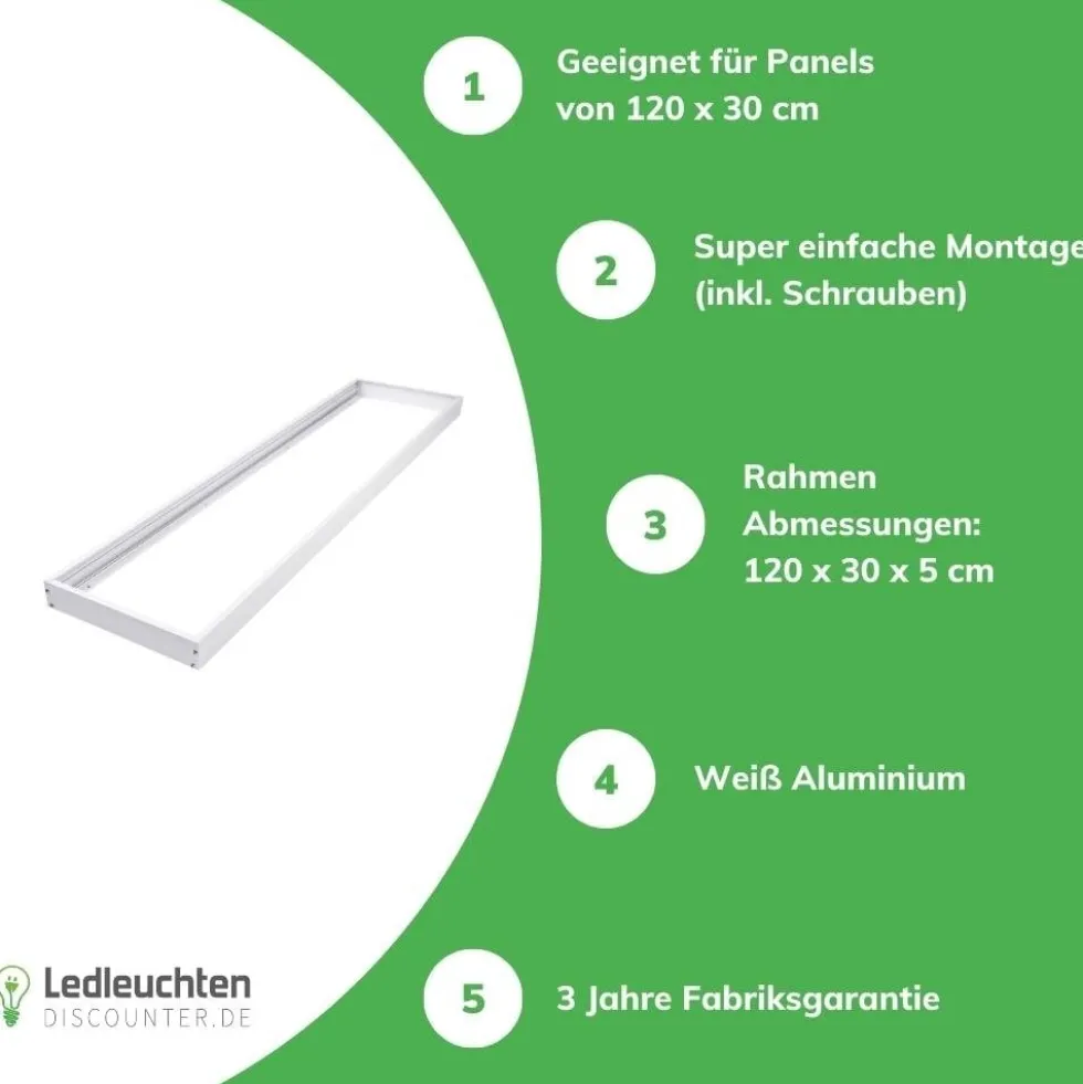 Aufputz-Klickrahmen Weiß - 120x60 cm | 42MM Schraublose Befestigung Decken montage - Geeignet für LED panelen