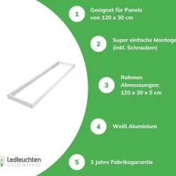 Aufputz-Klickrahmen Weiß - 60x60 cm | 42MM Schraublose Befestigung Decken montage - Geeignet für LED panelen