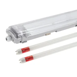 60cm LED Halterung IP65 + 2 Standard LED Leuchtstoffröhren 10W pro Röhre - 4000K 840 Neutralweiß - Komplettset