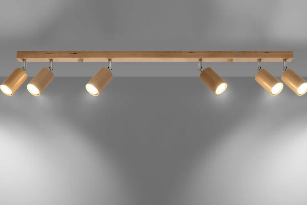 Deckenspot BERG 6 Holz Natur - 6x GU10 Fassung - max. 6x40W - exkl. LED's