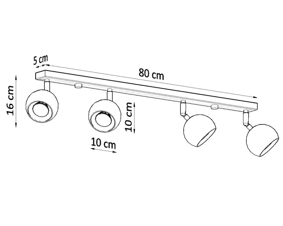Deckenspot OCULARE 4L Schwarz - 4x GU10 Fassung - max. 4x40W - exkl. LED's
