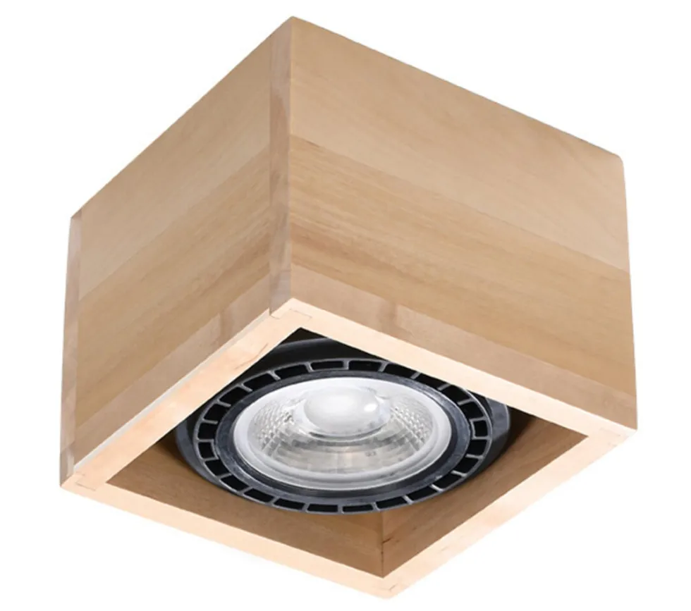 Deckenspot QUATRO 1 Holz Natur - 1x GU10 / ES111 - max. 40W - exkl. LED's