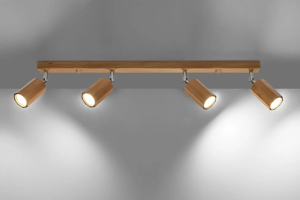 Deckenspot ZEKE 4 Eiche - 4x GU10 Fassung - max. 4x40W - exkl. LED's