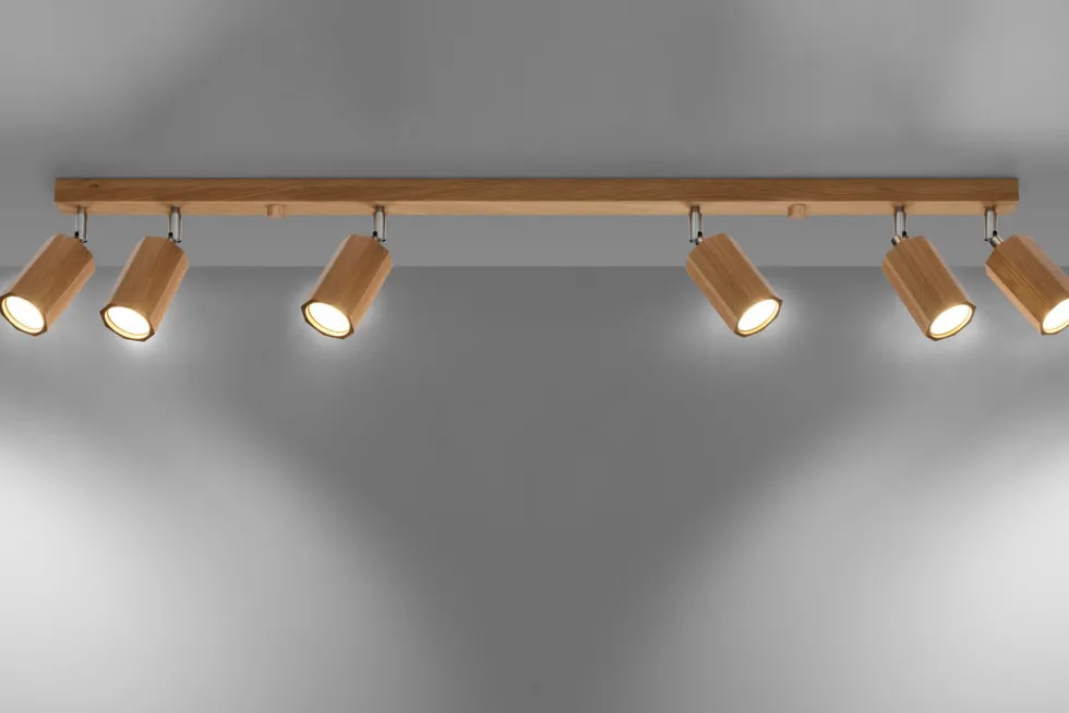 Deckenspot ZEKE 6 Eiche - 6x GU10 Fassung - max. 6x40W - exkl. LED's