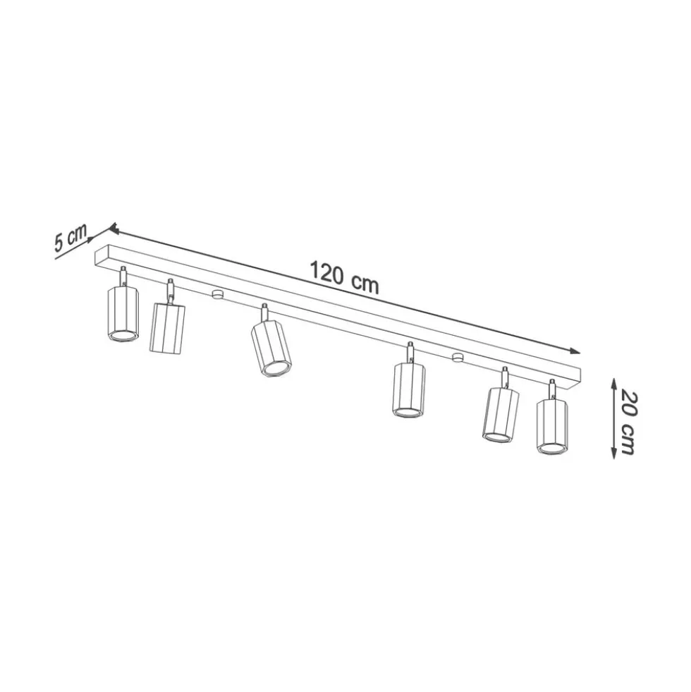Deckenspot ZEKE 6 Eiche - 6x GU10 Fassung - max. 6x40W - exkl. LED's