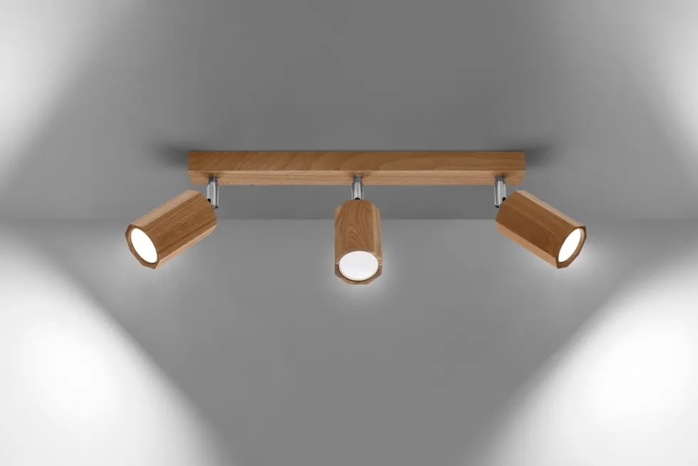 Deckenspot ZEKE 3 Eiche - 3x GU10 Fassung - max. 3x40W - exkl. LED's