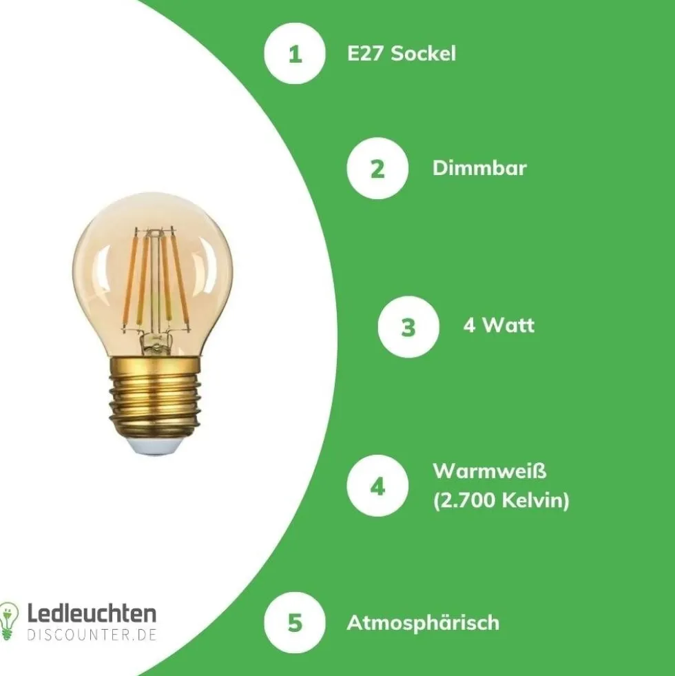 Dimmbare LED Fadenlampe G45 - E27 - 4W - 2200K Extra Warmweiß - 230V
