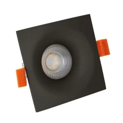 Einbaurahmen viereckig Schwarz - Sägegr. 74mm - inkl. GU10 Fassung mit Montagebügel - exkl. LED Spot