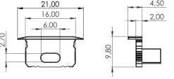 Endkappe für Aluminiumprofile 10mm - Silber