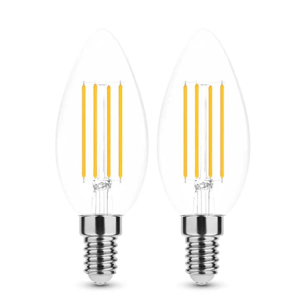 2er-Pack LED Fadenlampe Kerze - E14 C35 4W - 2700K Warmweiß