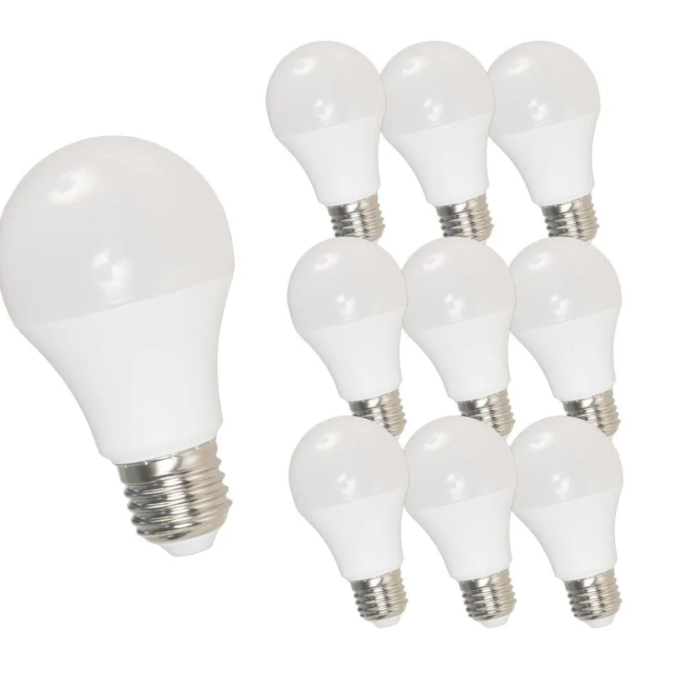 10er Pack - LED Lampe E27- A60 - 7W entspricht 70W - 3000K Warmweiß