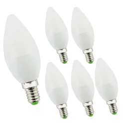 6er Pack - LED Lampe E14 - C37 6W entspricht 40-60W - 3000K Warmweiß