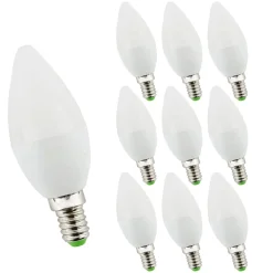 10er Pack - LED Lampe E14 - C37 6W entspricht 40-60W - 3000K Warmweiß