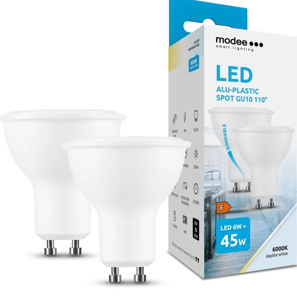2er-Pack LED Spot GU10 dimmbar - 6W entspricht 45W - 6000K Tageslichtweiß
