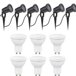 6er Set LED Gartenspot Sting 100cm Kabel - 6x 4W - 3000K - IP65 - Schwarz