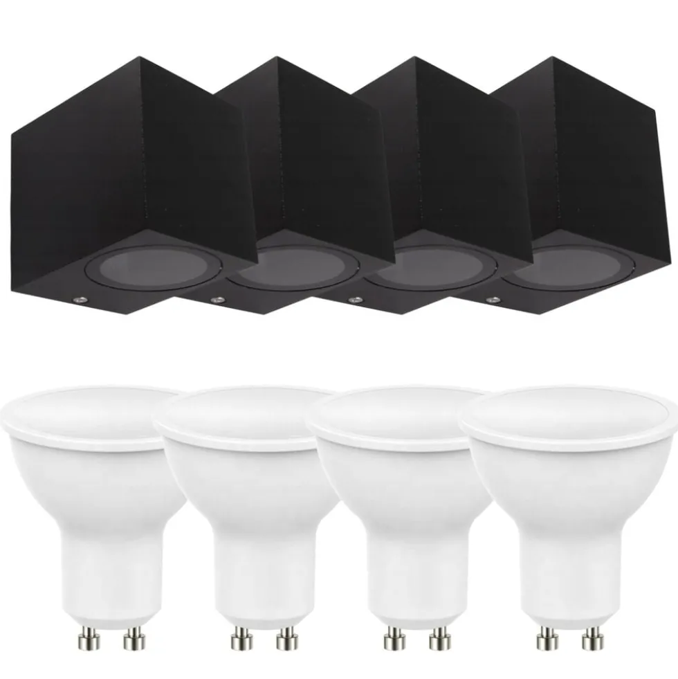4er Set LED Wandlampe Außenbereich - 4x 4W - 3000K - Anthrazit