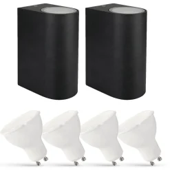 2er Set LED Wandlampe Außenbereich - 4x 2,8W - 2700K - Schwarz