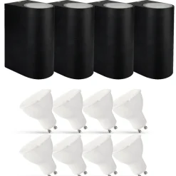 4er Set LED Wandlampe Außenbereich - 8x 2,8W - 2700K - Schwarz