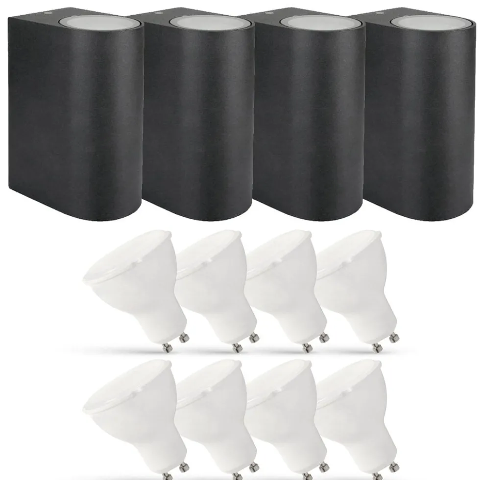 4er Set LED Wandlampe Außenbereich - 8x 2,8W - 2700K - Anthrazit