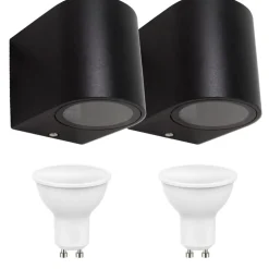 2er Set LED Wandlampe Außenbereich - 2x 4W - 3000K - Schwarz