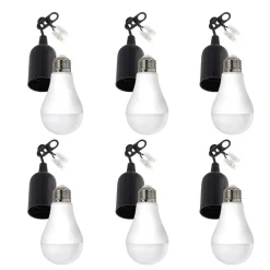 6er Vorteilspack E27 Baufassung für Umzüge mit Lüsterklemme - inkl. 6x LED Lampe E27- A60 - 10W 4000K Neutralweiß