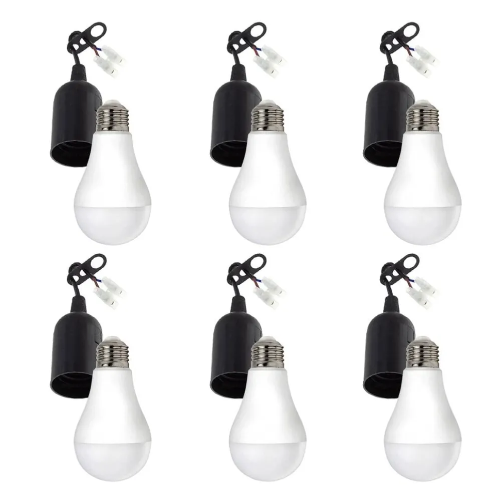 6er Vorteilspack E27 Baufassung für Umzüge mit Lüsterklemme - inkl. 6x LED Lampe E27 - A60 - 9W 3000K Warmweiß