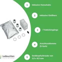 Gießharz Verbindungsmuffe IP68 | Komplettset inkl. Dosenmuffe / Abzweigdose und Gießharz - GTC 10 für Kunststoffkabel und Leitungen