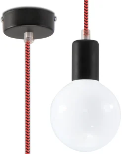 Hängeleuchte EDISON Schwarz & Rot - 1x E27 Fassung - max. 60W - exkl. LED's