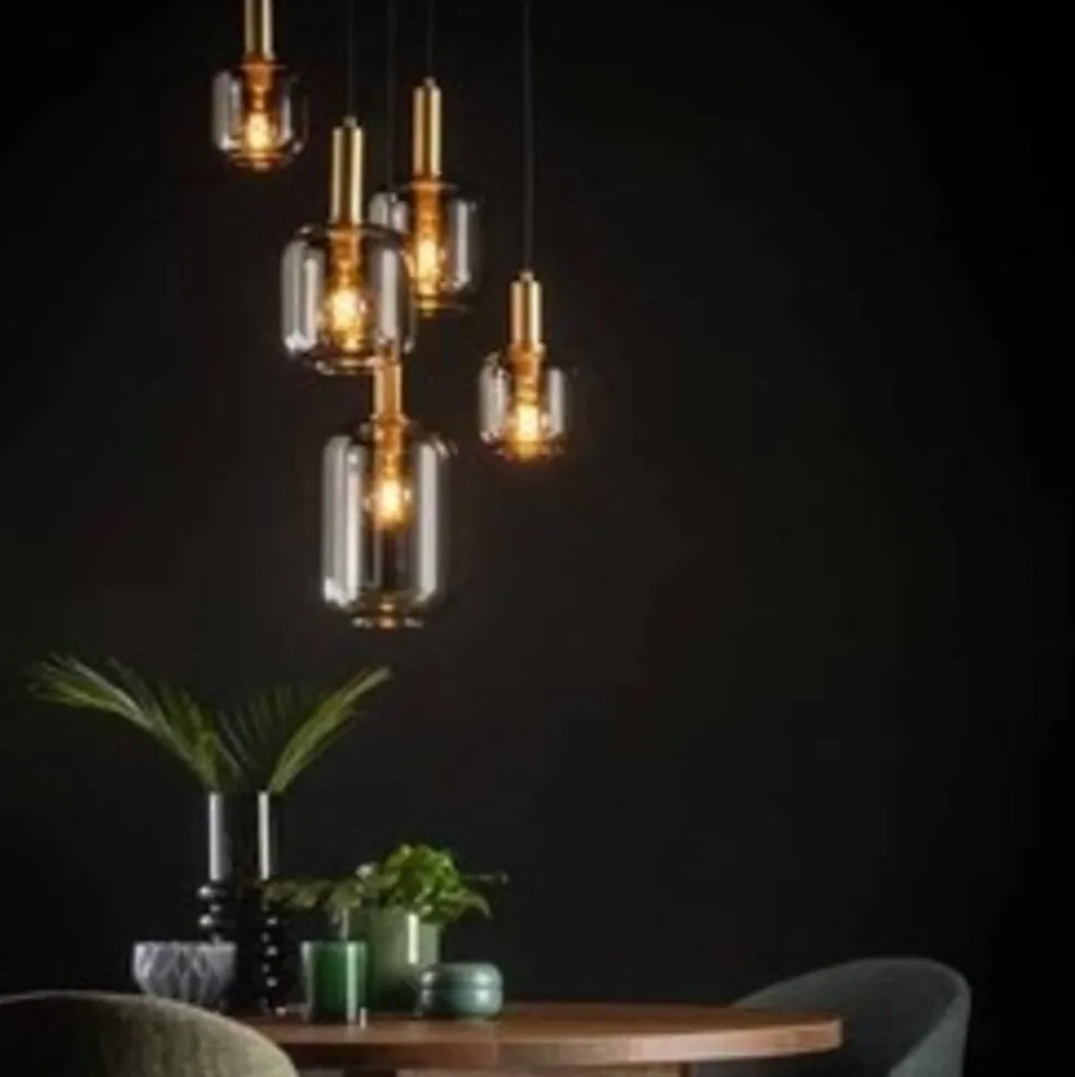 JOANET - Pendelleuchte - Ø 66 cm - 5xE27 - Rauchglas