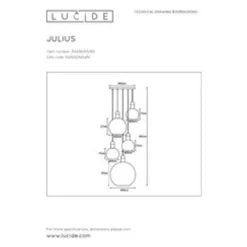 JULIUS - Pendelleuchte - Ø 66 cm - 5xE27 - Rauchglas