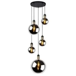 JULIUS - Pendelleuchte - Ø 66 cm - 5xE27 - Rauchglas