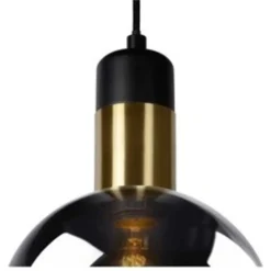 JULIUS - Pendelleuchte Schwarz/ Gold - 3xE27 - Rauchglas