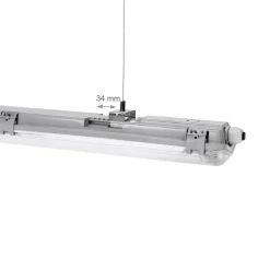 Komplettset - 120cm Doppelfassung - IP65 Feuchtraum - Wannenleuchte + 2 x 18W LED Leuchtstoffröhren - 6000K - 865 - Tageslichtweiß