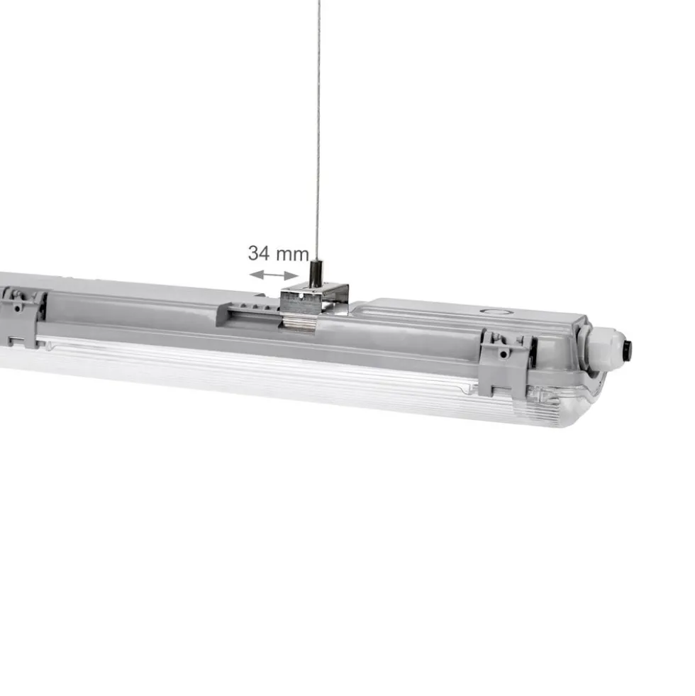 Komplettset - 120cm Doppelfassung - IP65 Feuchtraum - Wannenleuchte + 2 x 18W LED Röhren 4000K - 840 - Neutralweiß - Komplett