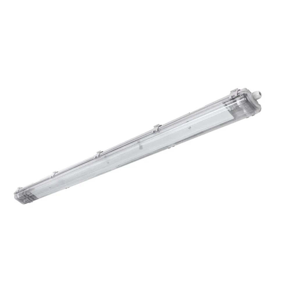 Komplettset - 120cm Doppelfassung - IP65 Feuchtraum - Wannenleuchte + 2 x 18W LED Röhren 4000K - 840 - Neutralweiß - Komplett