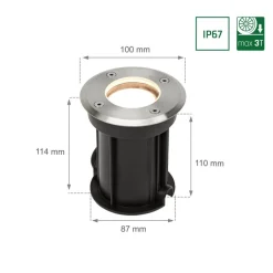 LED Bodenspot GU10 - IP67 - Rund Alu - 108mm | Einbaumaß 100mm - 230V