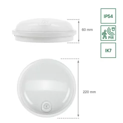 LED-Deckenleuchte - rund - mit Sensor - 20W 4000K - IP54 - 230V