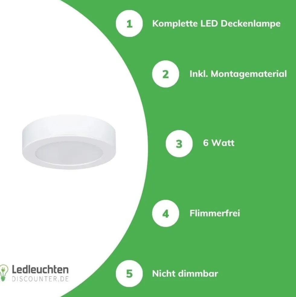 LED-Deckenleuchte rund- 6W - 3000/4000/6000K