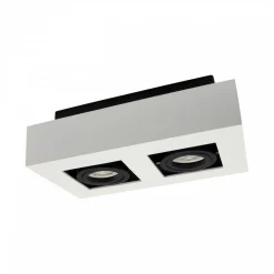 LED-Deckenspot-Duo – 2 x GU10-Fassung – 255 x 145 x 85 mm – Aluminium – Schwarz – Weiß