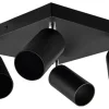 LED Deckenspot Mattschwarz - 4 verstellbare GU10 Fassungen für LED Spots - exkl. LED Spot