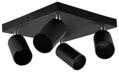 LED Deckenspot Mattschwarz - 4 verstellbare GU10 Fassungen für LED Spots - exkl. LED Spot