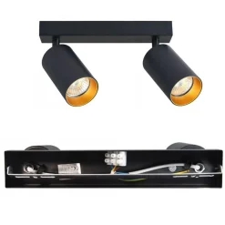 LED Deckenspot Mattschwarz - 2 verstellbare GU10 Fassungen für LED Spots - exkl. LED Spot
