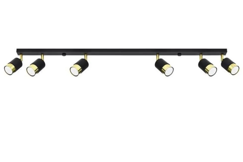 LED Deckenspot Schwarz Gold NERO - 6 x GU10 Fassung - exkl. LED's